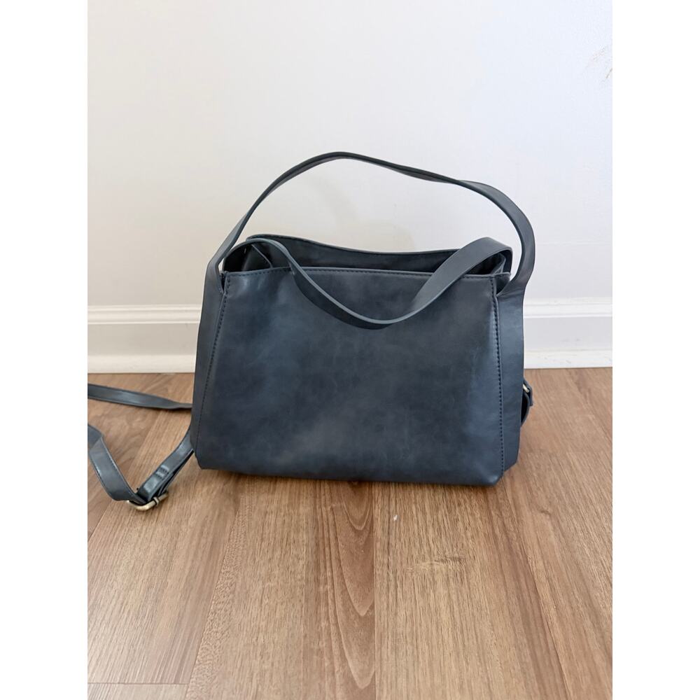 Joy Susan Grace Blue Dual Strap Glossy LeatherSatchel Bag